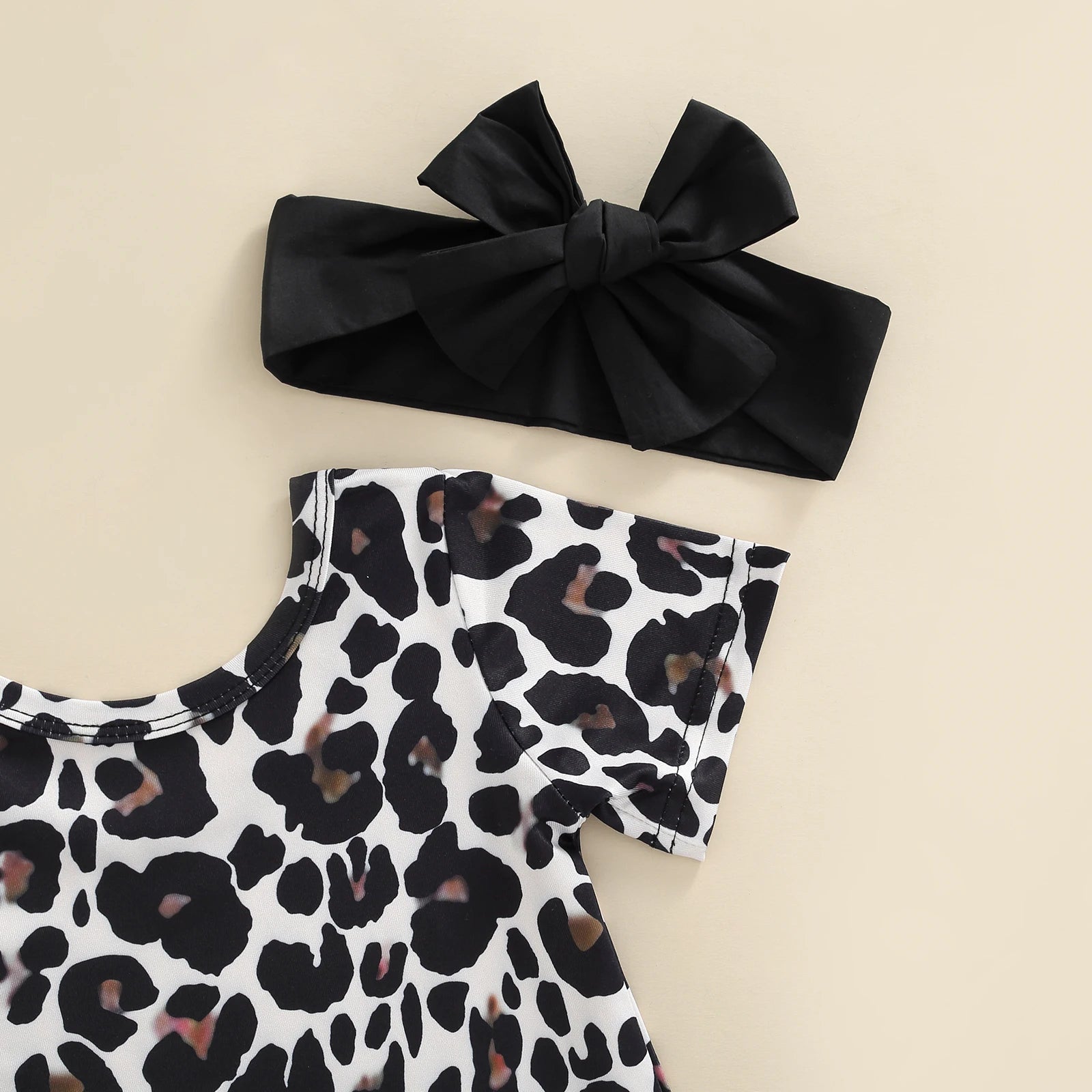 Fashion Baby Girls Leopard Leather Skirt Pants Headband