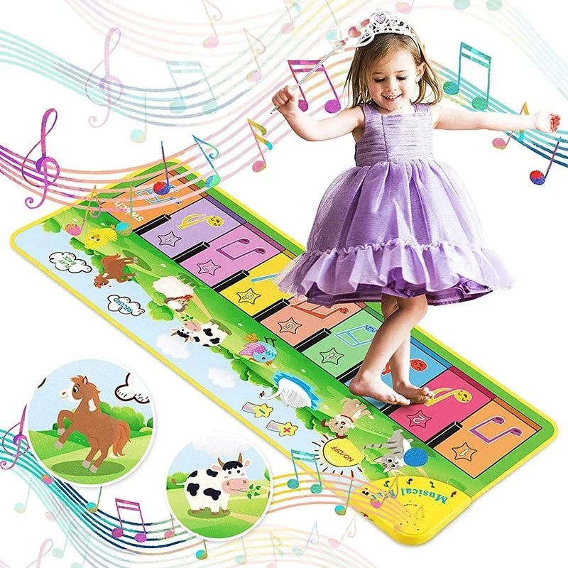Kids 110x36cm Musical Piano Mat Dance Sports Mat Baby Early Education Toys Musical Keyboard Piano Play Mat Toys for Infant Gifts