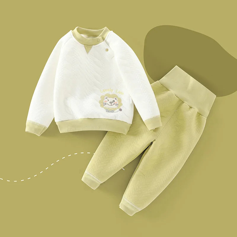 Baby Underwear Suit Thicken Tops+High Waist Pant 2Pcs Set Cotton Outfit