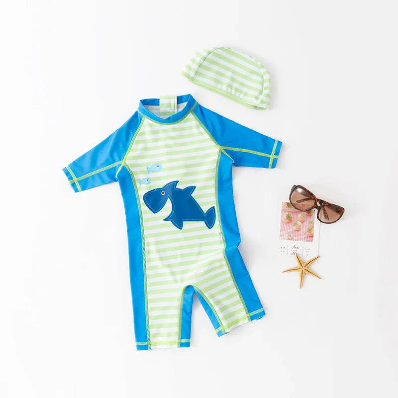 Baby boy swimwear with cap suit surfing Wear