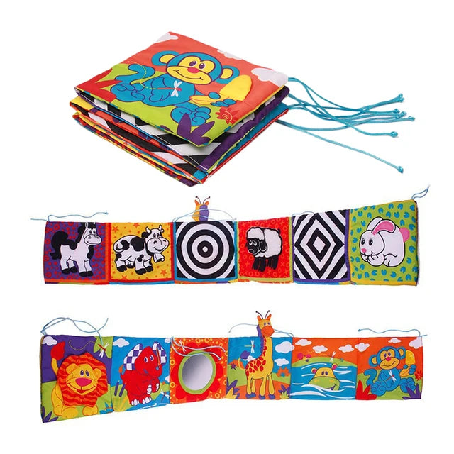 Baby Book Black and White Books for Newborn Babies Bed Crib Bumper Sensory Cloth Book Montessori High Contrast Baby Toys 0 12 M