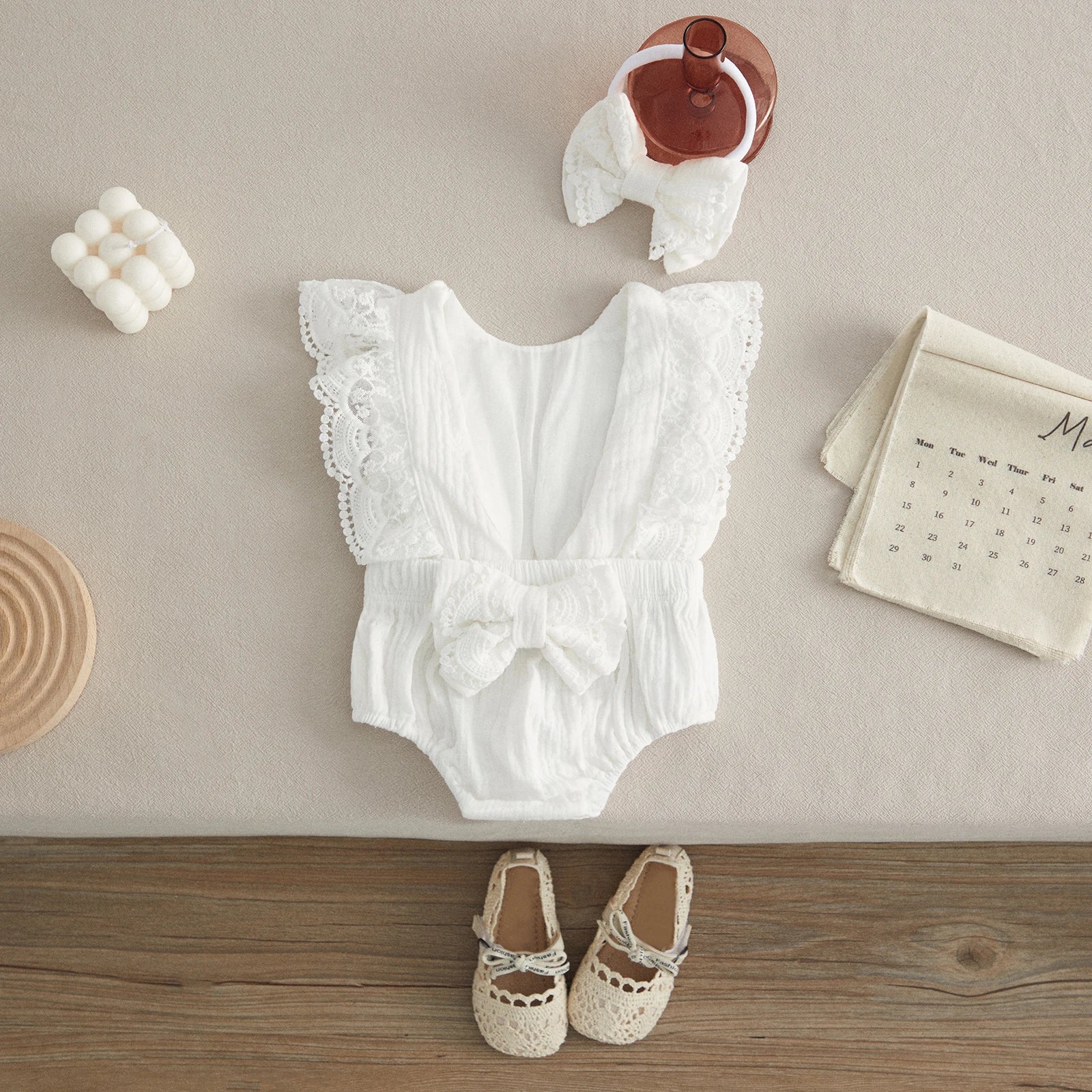 Baby Girls Sister Summer Clothing White V Neck Lace Dress