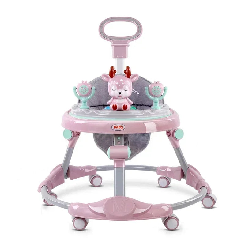 Baby Walker Anti-O-leg Multi-functional Anti-rollover Folding Trolley Boys Girls Can Sit Push 6-18 Months Baby To Learn To Drive