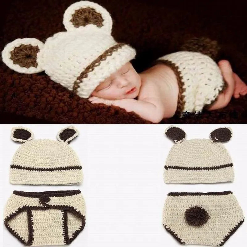 Newborn Photography Props Baby Costume Handmade Infant Animal Cosplay Photography Outfits Baby Accessories