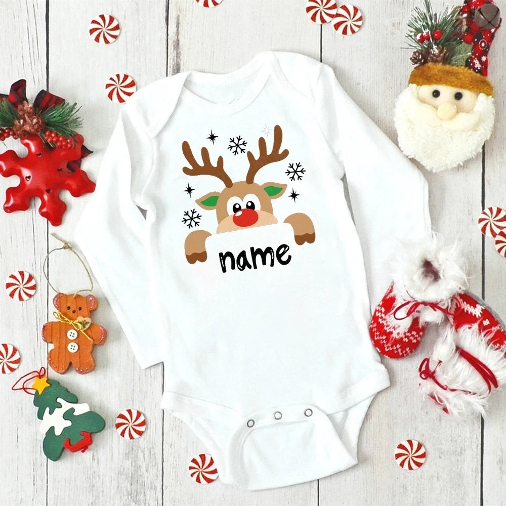 Custom Name Baby Christmas Bodysuits Personalised