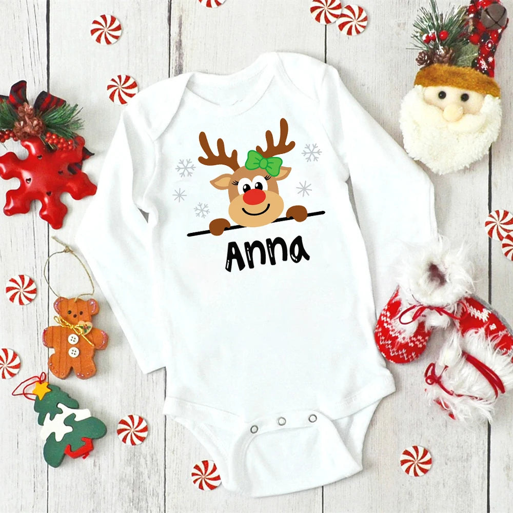 Custom Name Baby Christmas Bodysuits Personalised