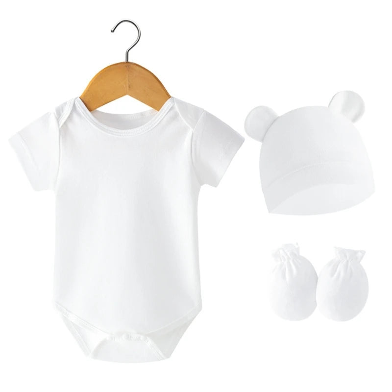 Soft Baby Clothing Set Newborns Hat with Bodysuit & Hand Cover