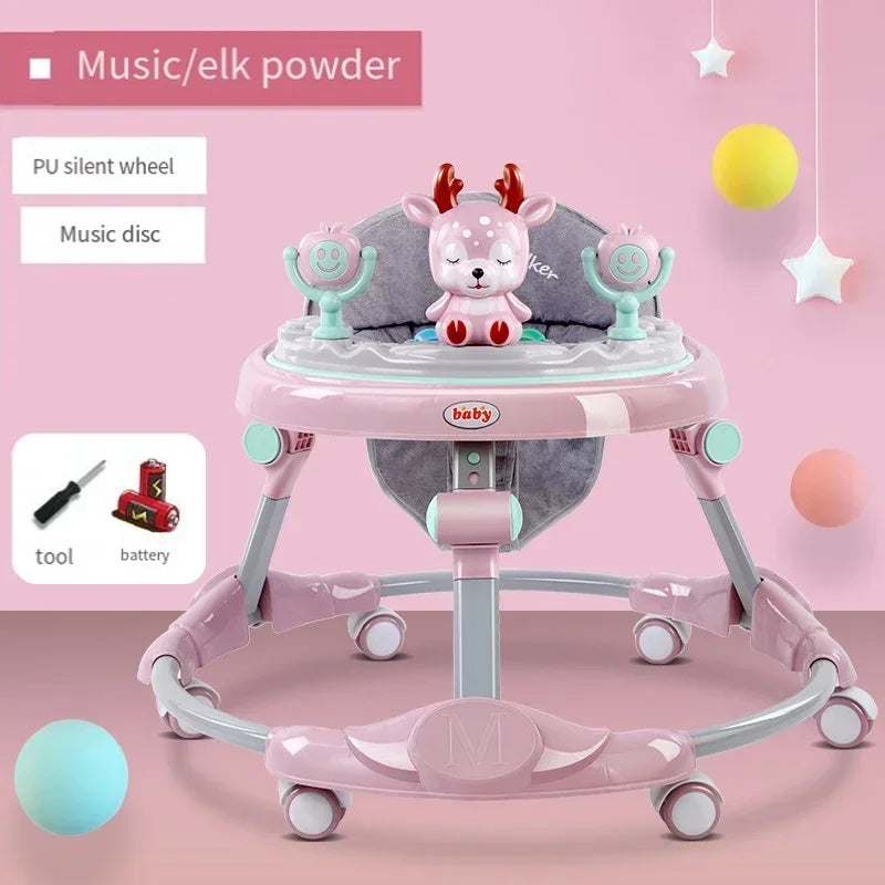 Baby Walker Anti-O-leg Multi-functional Anti-rollover Folding Trolley Boys Girls Can Sit Push 6-18 Months Baby To Learn To Drive