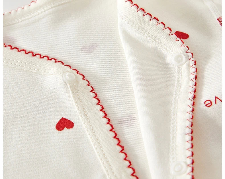 Newborn Baby Clothes Jumpsuit with Love Printed 100% Cotton Boneless
