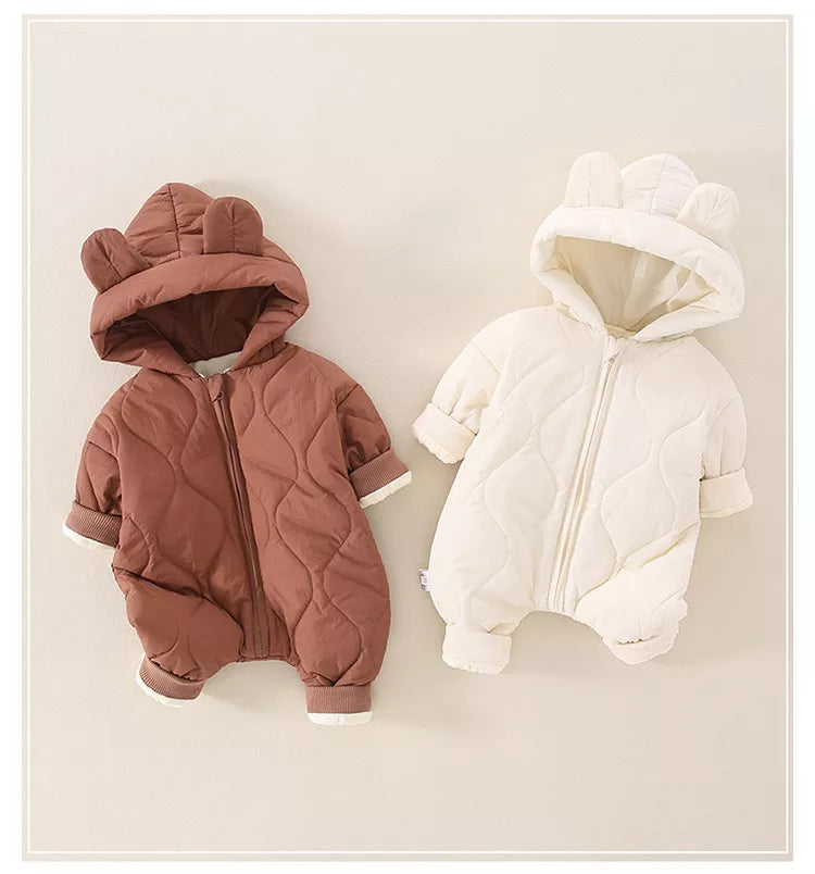 Winter Baby Clothes Overalls  Newborn  Hooded Rompers Bear Suit Cotton Thickening Boys Girls Outdoor Clothing