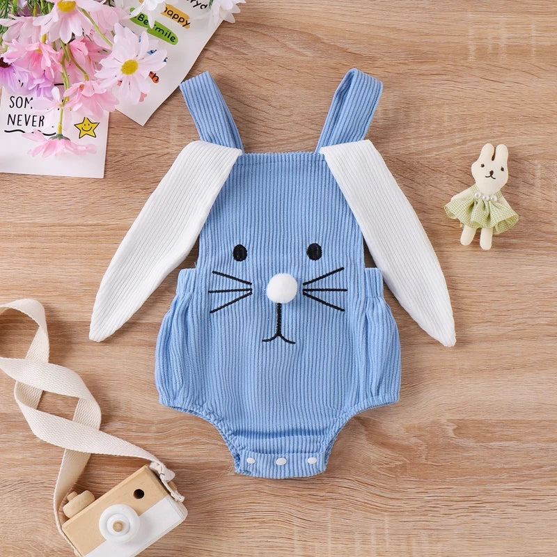 Baby Bunny Rabbit Ear Backless Sleeveless Strap Bodysuit