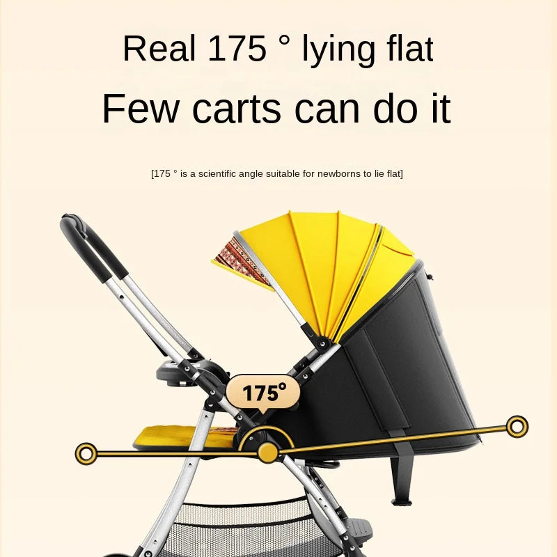 Baby Stroller 3-in-1 Fashion Four Seasons Universal Four Wheel Shock Absorber Umbrella Bi-directional Folding Baby Stroller