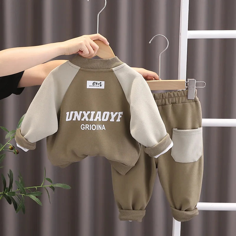 Baby Boys Cotton Patchwork Tops Pants 2Pcs Outfits Sportswear