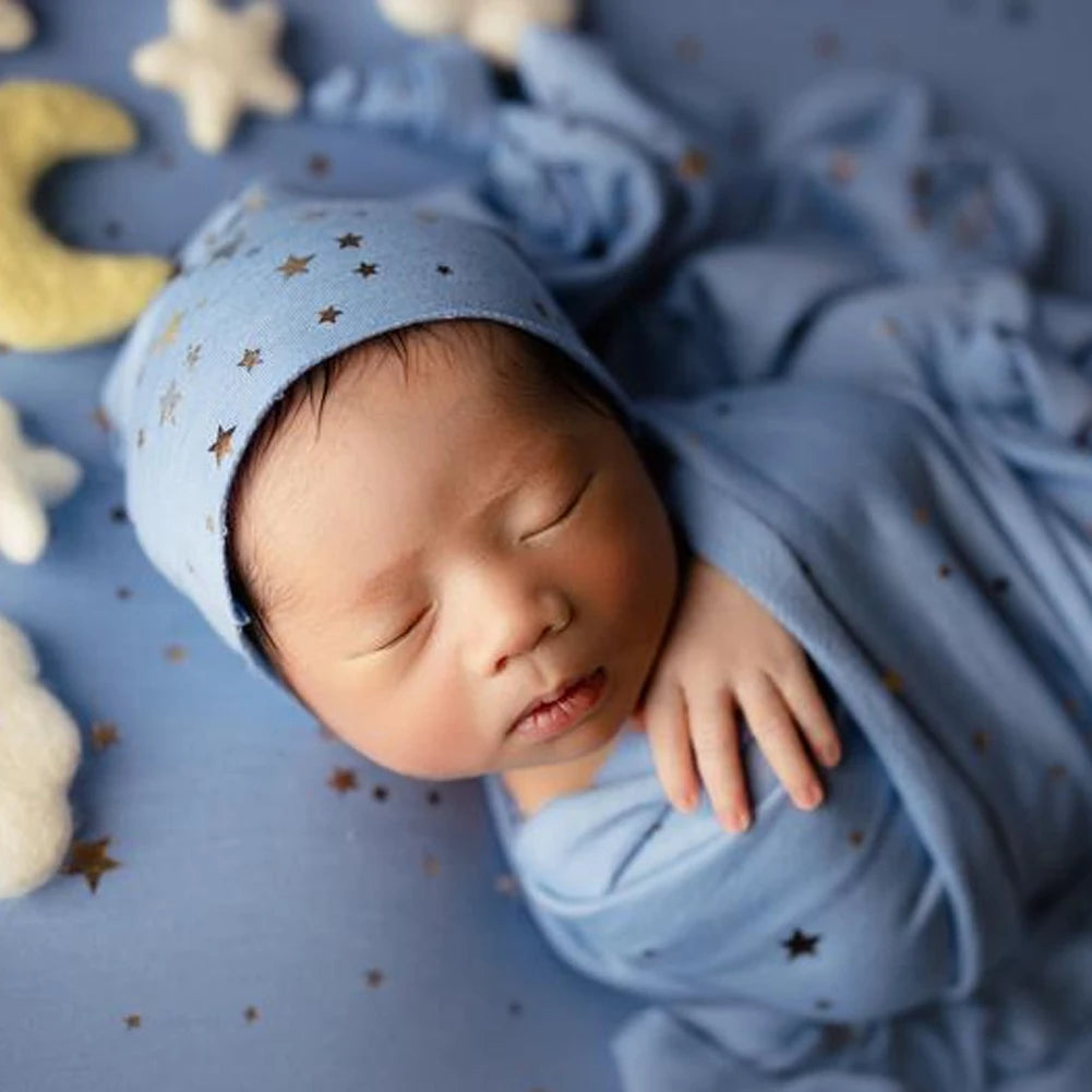 Infant Starry Pattern Cap Photography Props Newborn Cotton Beanie Hat Baby Photo Shoot Studio Accessories Baby Souvenirs
