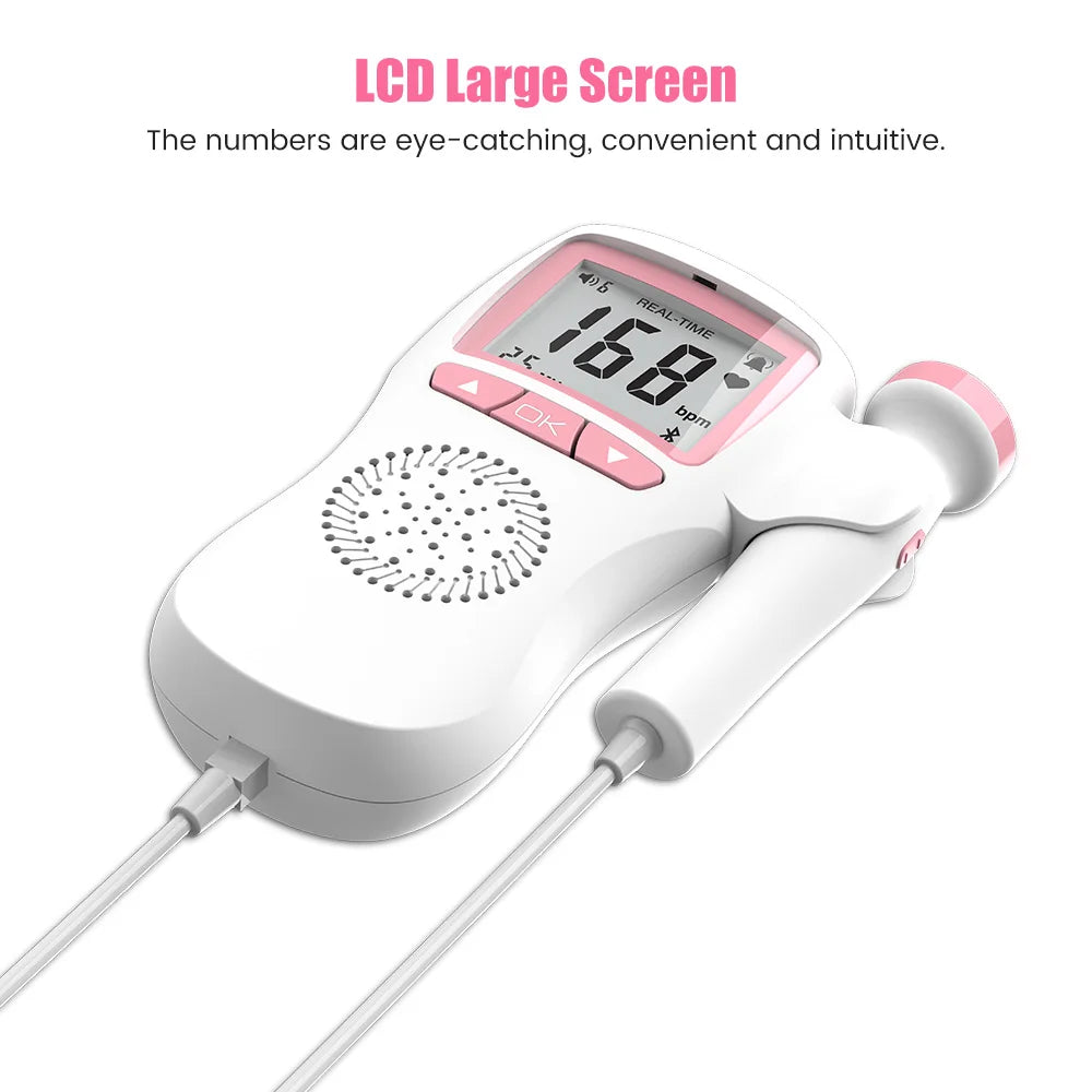 Bluetooth 2.5MHz Upgraded Doppler Fetal Heart rate Beat Monitor Home Pregnancy Baby Fetal Sound Heart Rate Detector No Radiation