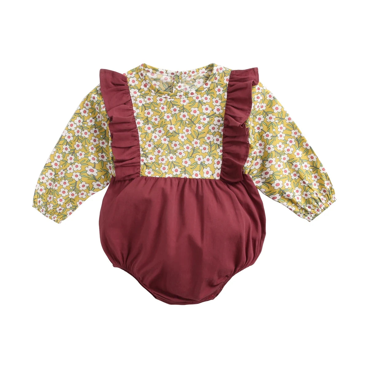 Cute Newborn Baby Girl Bodysuits Cotton Flowers Plaid