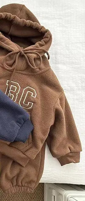 Boy Baby Fleece Thick Tracksuit Sets Tops+Pants