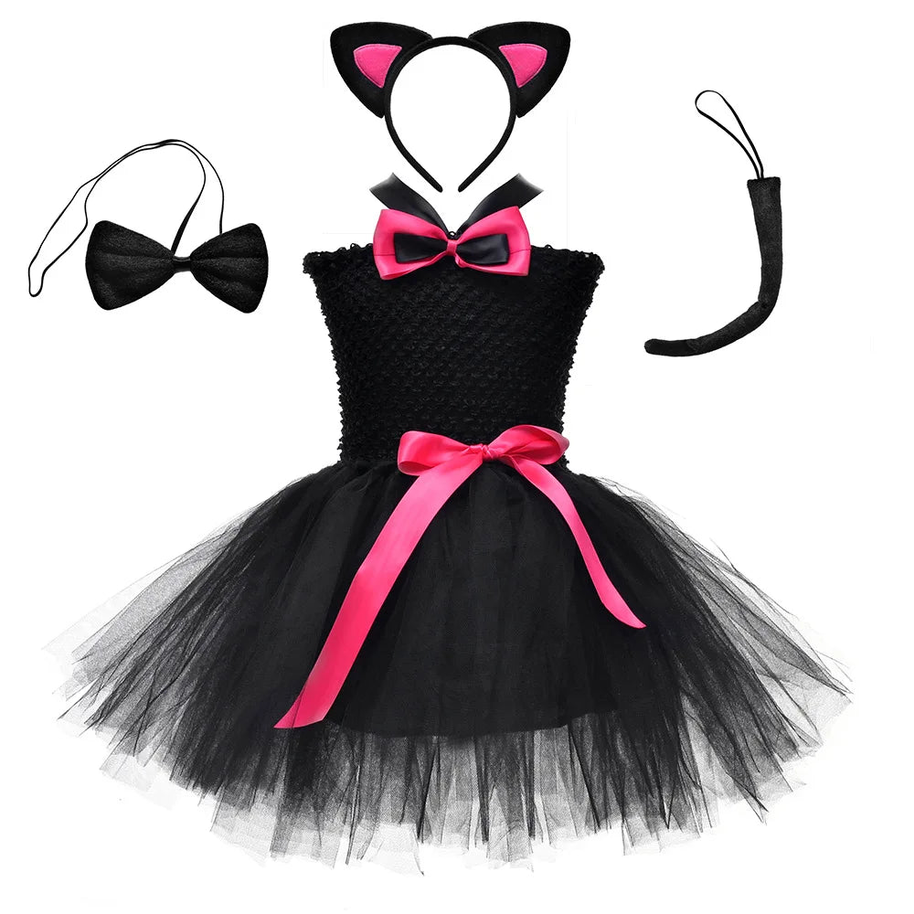 Black Cat Costume For Baby Girls Animal Tutu Dress