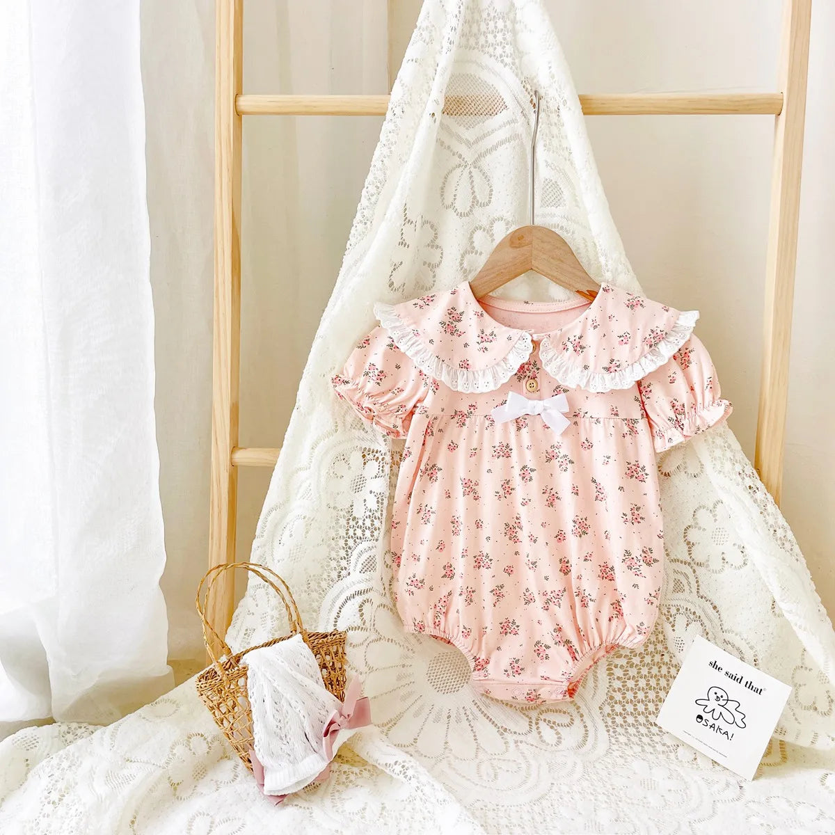 Floral Infants Girls Short Sleeve Cotton Bodysuits Princess