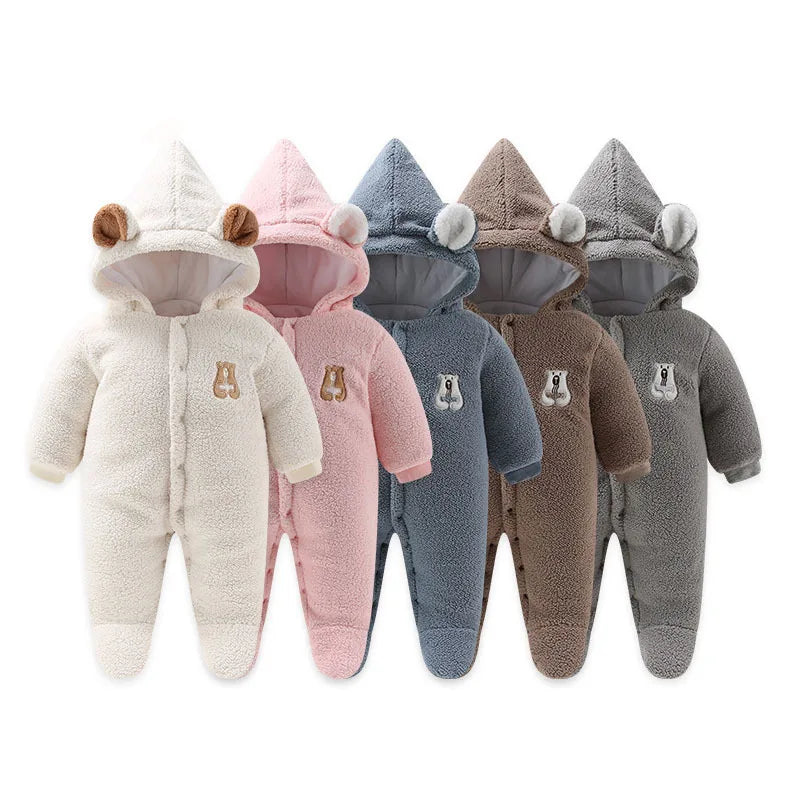 Winter Warm Baby Rompers High Quality Cute Overalls Bodysuit Jumpsuit Newborn Girl Boy Fleece Cotton Thick Kids Infant Clothes