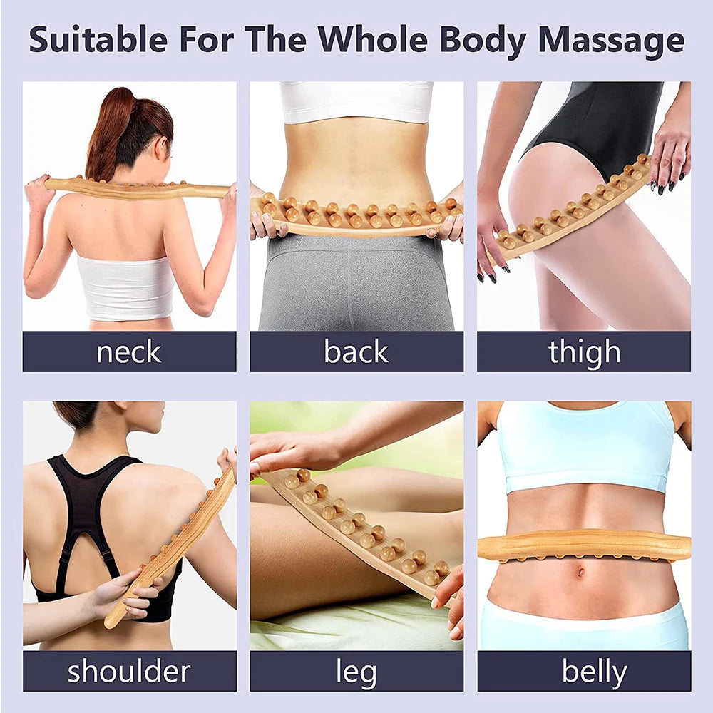 Wooden Massage Roller Wooden Gua Sha Lymphatic Drainage Massager