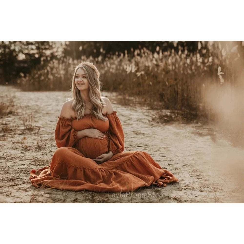 New Maternity Dresses Photoshoot Clothes Linen Cotton Dress