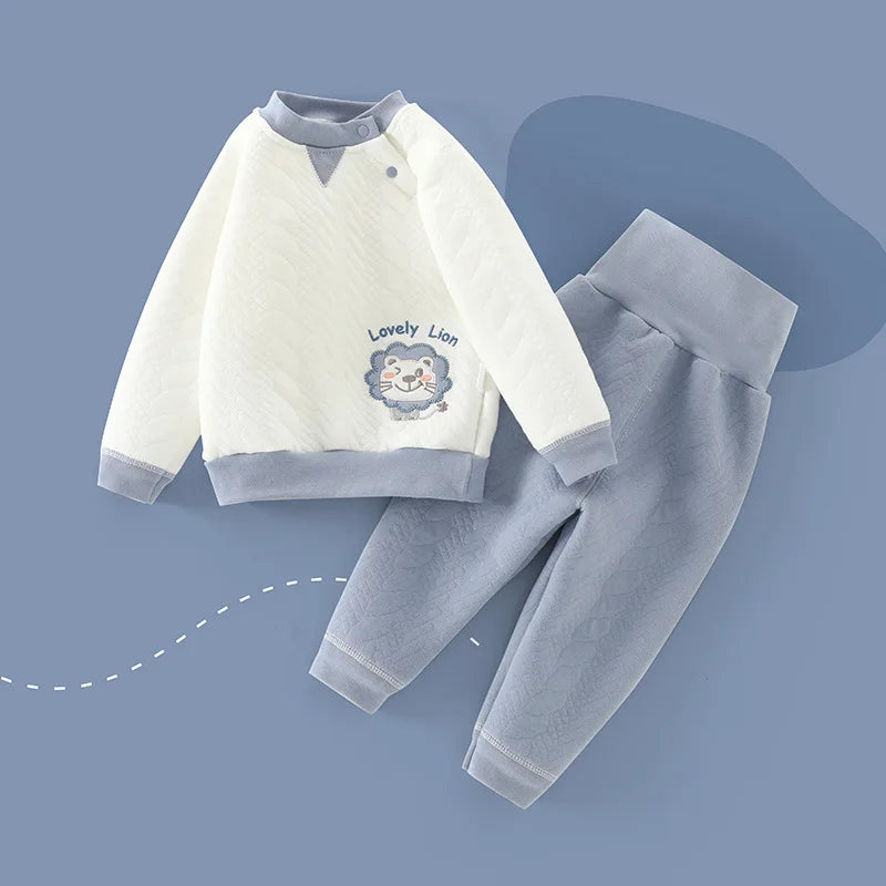 Baby Underwear Suit Thicken Tops+High Waist Pant 2Pcs Set Cotton Outfit