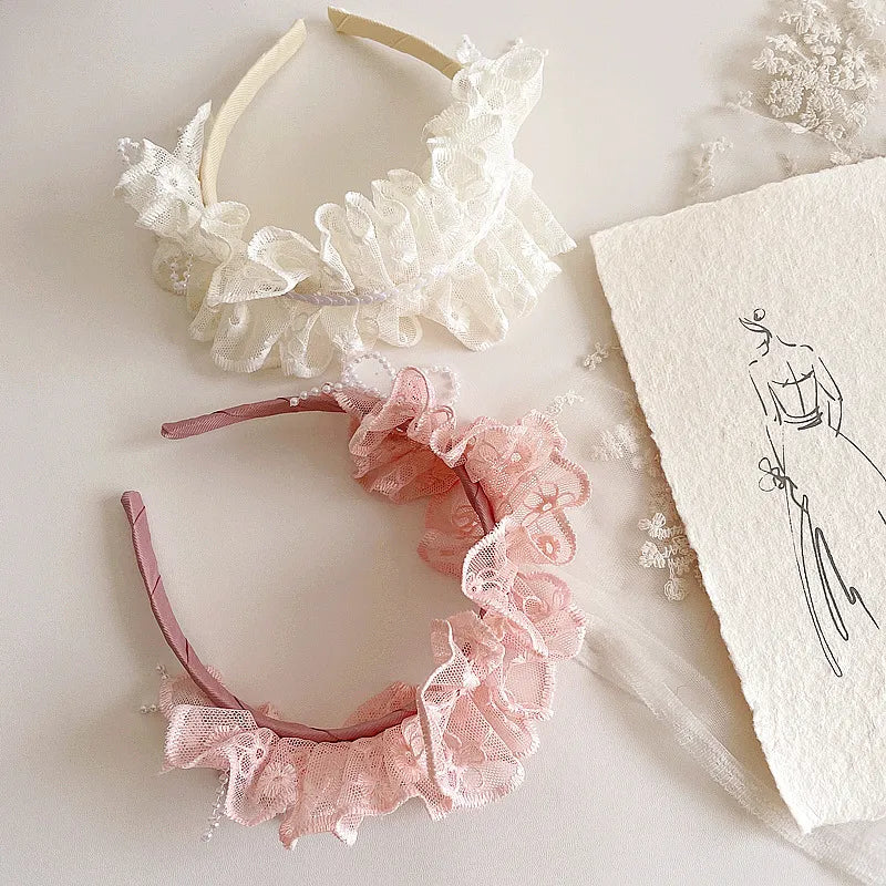 White Lace Bow Baby Headbands for Girl Cute Bowknot Hair Band Elastic Infant Turban Newborn Headwear Baby Hair Accessories 머리띠