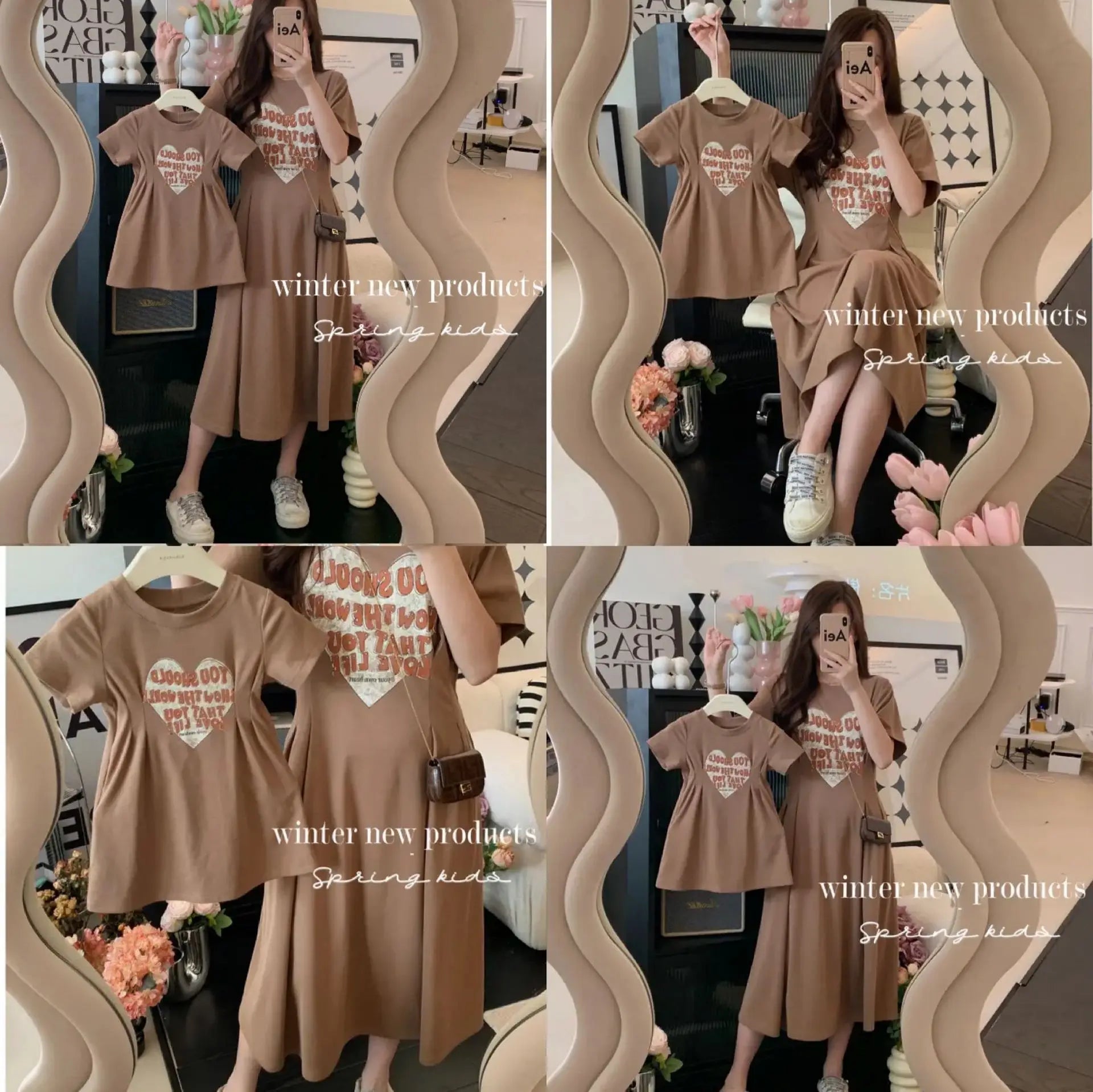 Family Matching Clothes Fashion Casual Letter Print Mom and Daughter Baby Girl Dresses Women's Dresses Parent-child Clothing