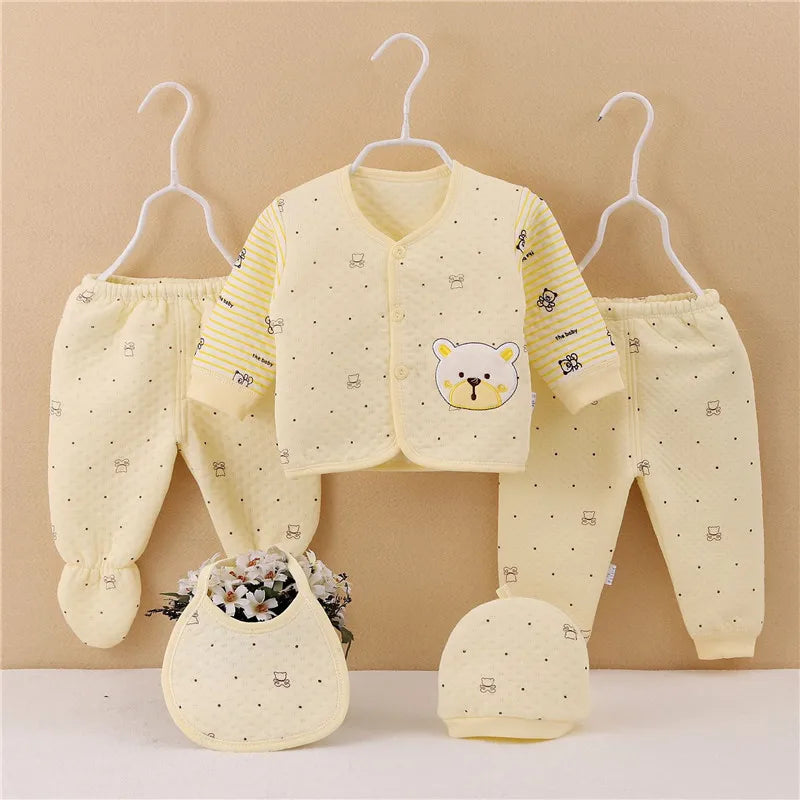 Baby cotton underwear set newborn baby five-piece set thickened and warm 0-3 months spring,autumn and winter boy girl clothing