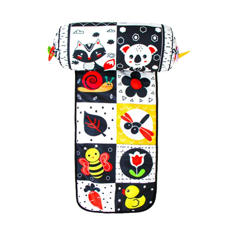 Baby Plush Rattle Toy Soft Stuffed Animal Rattle with Sound Black White Shaker Ring Toys Developmental Hand Grip Toys 0 12 Month