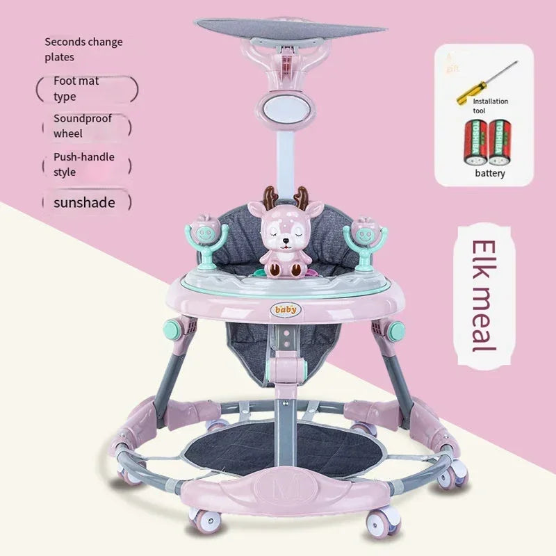 Baby Walker Anti-O-leg Multi-functional Anti-rollover Folding Trolley Boys Girls Can Sit Push 6-18 Months Baby To Learn To Drive