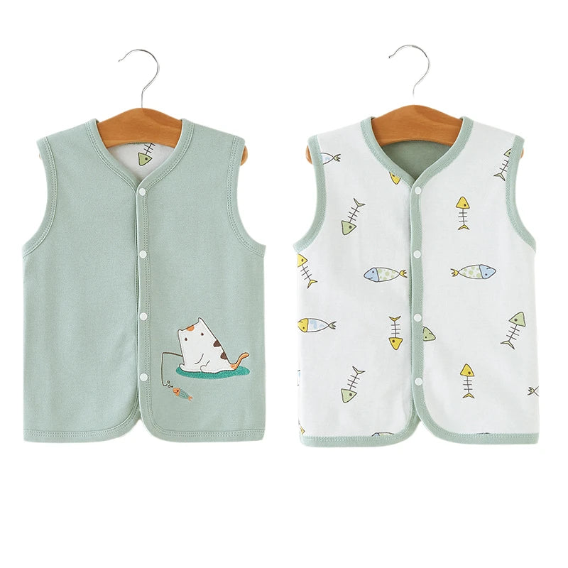 Newborn Winter Cotton Pink Vest Double Side Wear Infant Baby Cardigan Vest