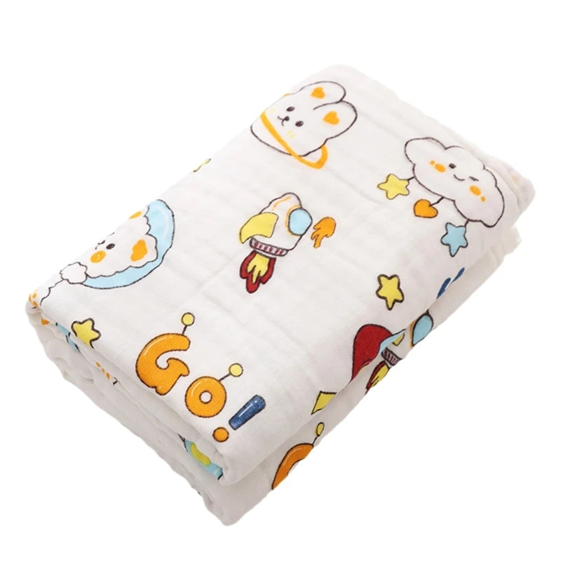 Baby Muslin Bath Towel Gauze-Cotton Wrapping Blanket Breathable Shower Towel Crib Bedding Nursing Cover Newborns Shower Gift