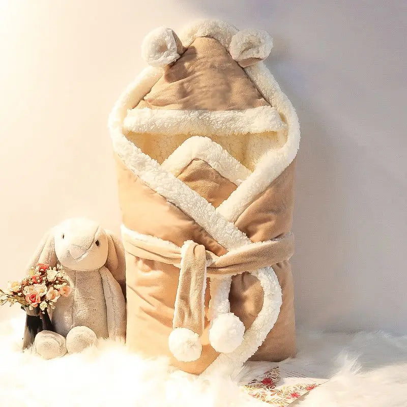 Baby Hugging Blanket, Thickened for Autumn and Winter, Newborn Baby Cape, Multifunctional, Outdoor Coral Velvet Blanket