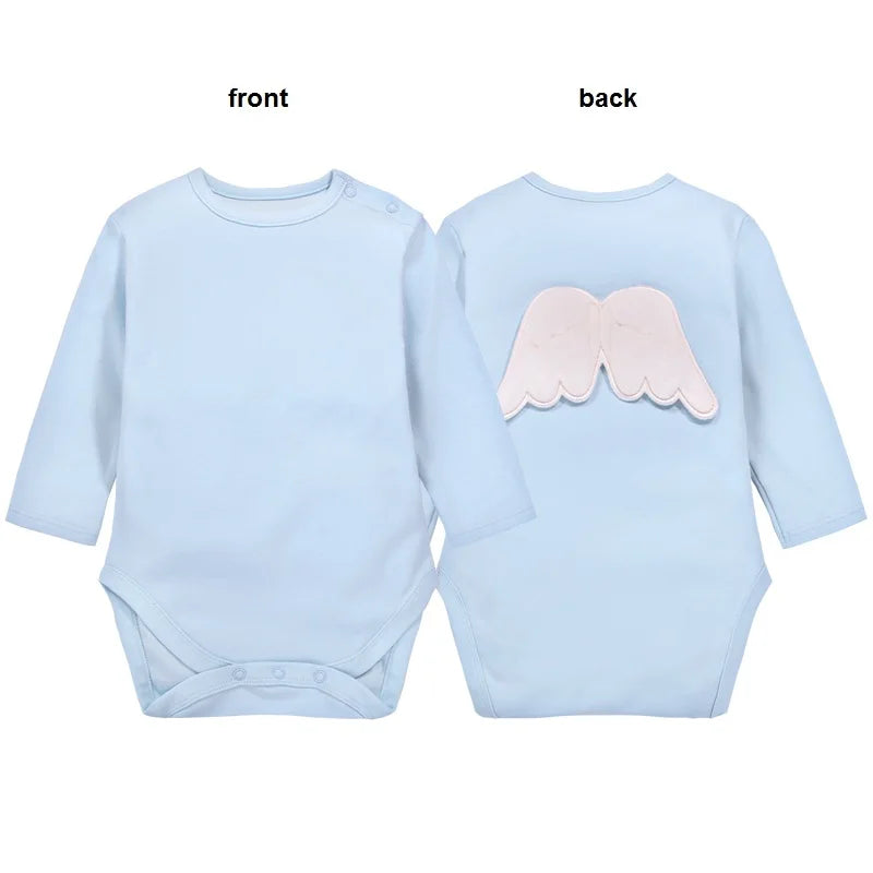 0-24 Months Baby Long Sleeve Angel Wing Bodysuit