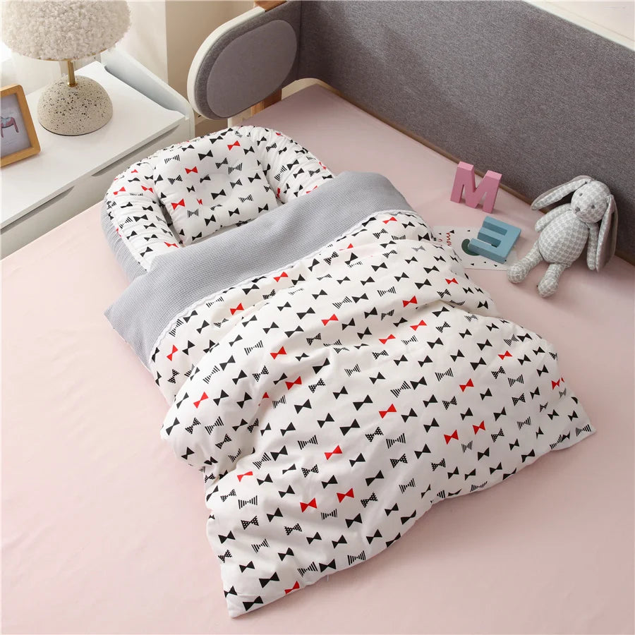 Portable Baby Nest with Quilt Blanket Baby Nursery Bed Cotton Crib for Newborn Bedding Set Co Sleeper