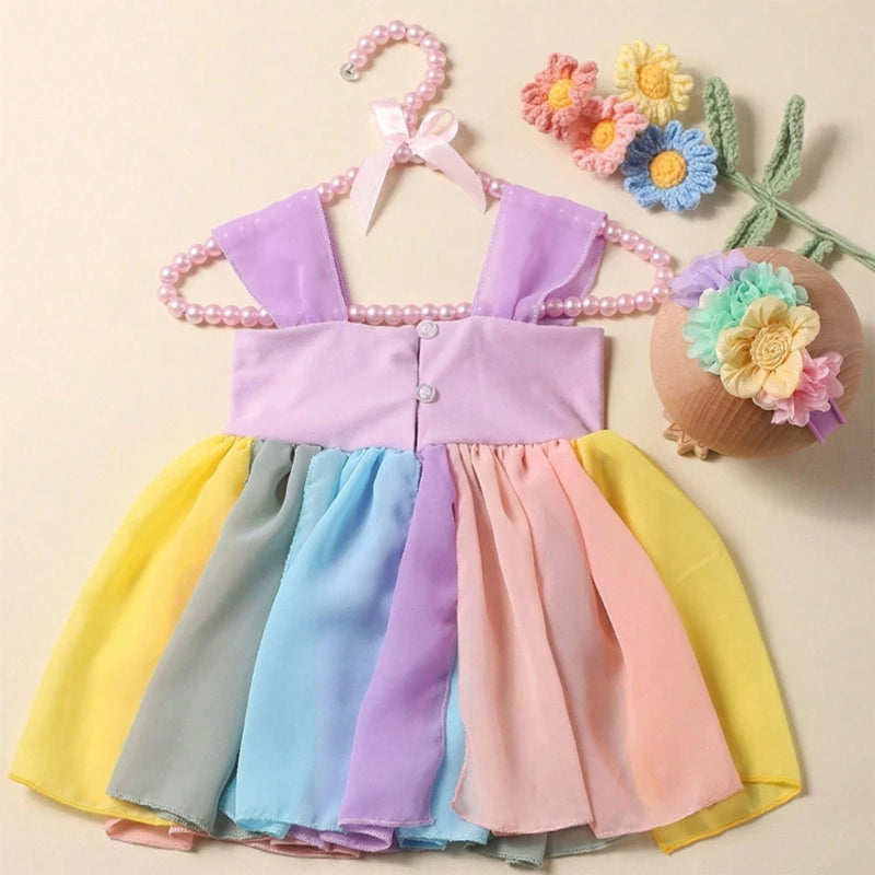 Newborn Colorful Slip Dress Flower Headband Photo Props