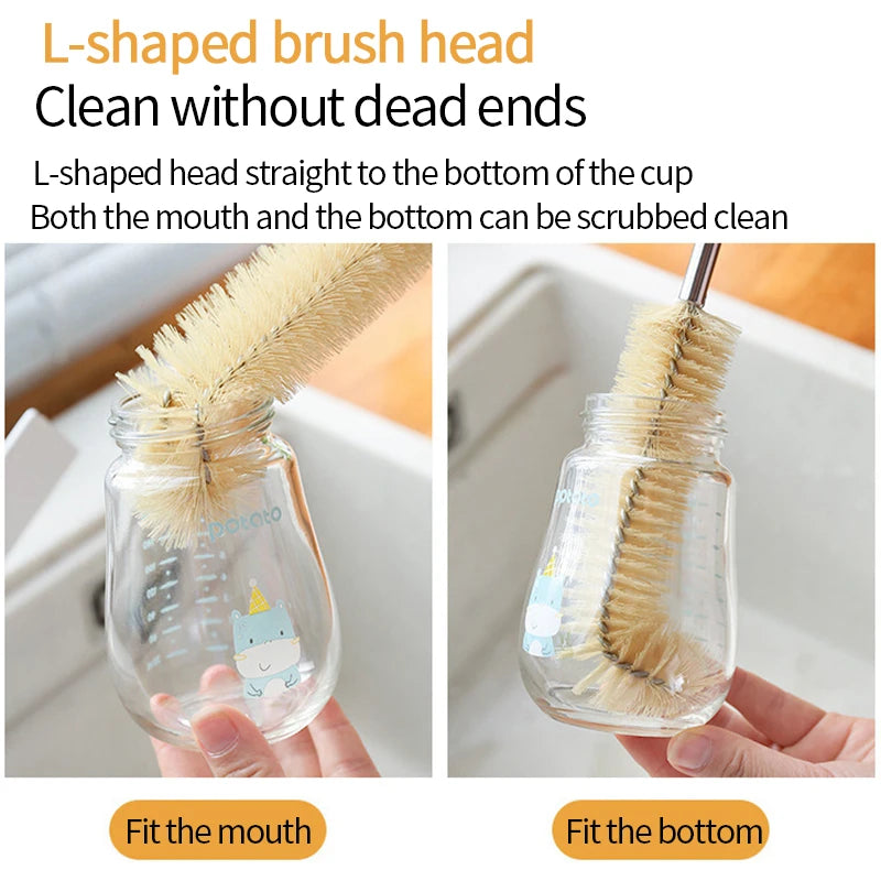 Newborn Baby Cup Clean Long Handle Milk Bottle