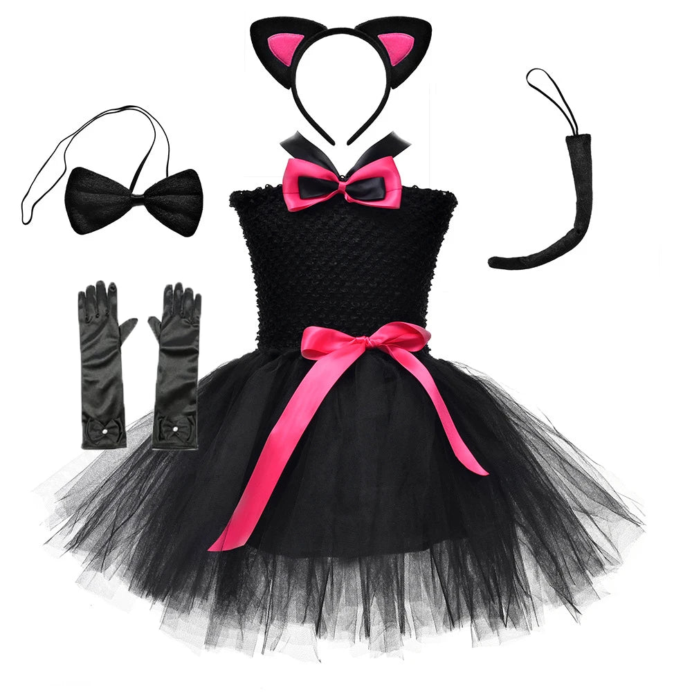 Black Cat Costume For Baby Girls Animal Tutu Dress