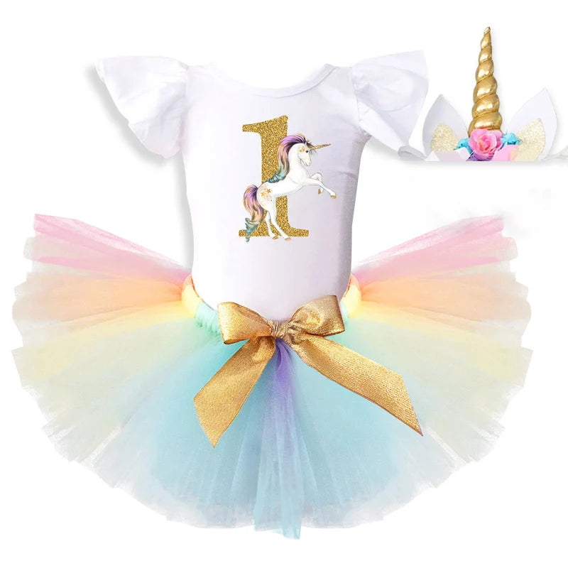 Baby Girls One Year Old Birthday Party Baptism Dress Toddler Newborn 1st Christening Gown Outfits Infant Clothing Sets Christmas