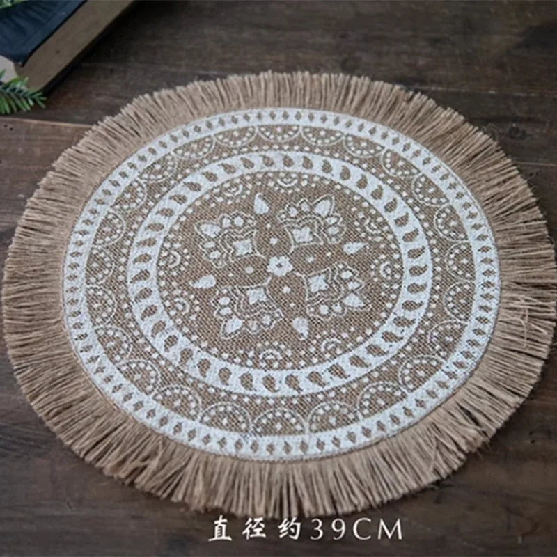 Bohemia hemp tassel round small carpet