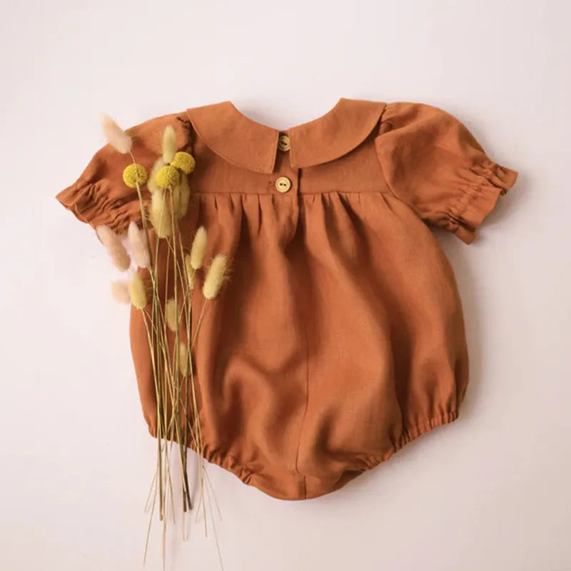 Princess Baby Girl Summer Cotton Linen Infant Jumpsuit
