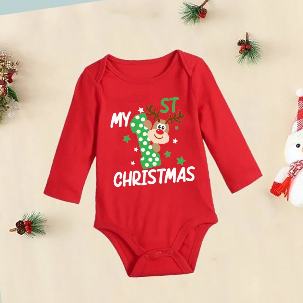 My First Christmas New Born Baby Bodysuits