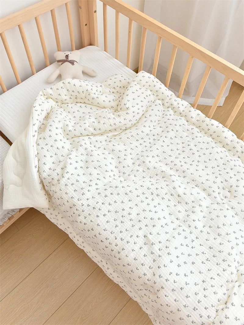 Baby Cotton Muslin Comforter Blanket Newborn Printed Spring Winter Quilt Blankets for Babies Infant Sleeping Cover Korean Quilt