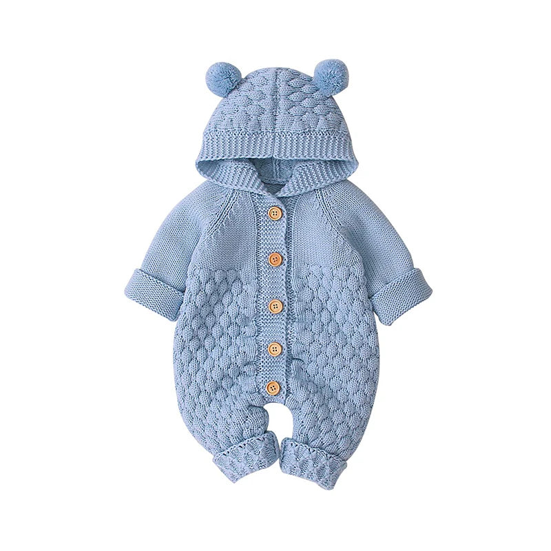 Baby Rompers Long Sleeve Infant Boys Girls Jumpsuits Clothes Autumn Solid Knitted Newborn Toddler Kids Overalls One Piece 0-18M