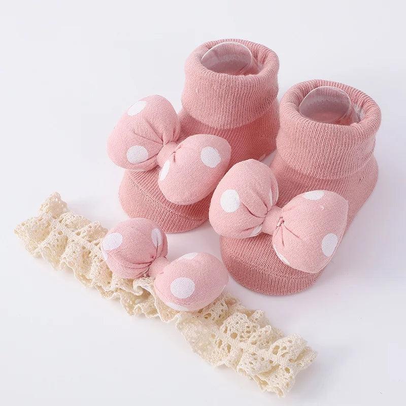 Baby Girl Headbands Socks 2Pcs/Set Sweet Cute Bow