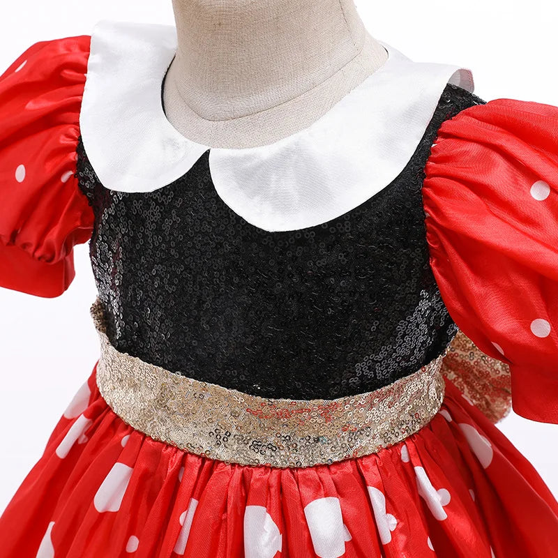 Baby Girl Mickey Mouse Dress Mickey and Minnie Cosplay Costume Children for Baby Girls Children Cosplay Clothes Free Headband