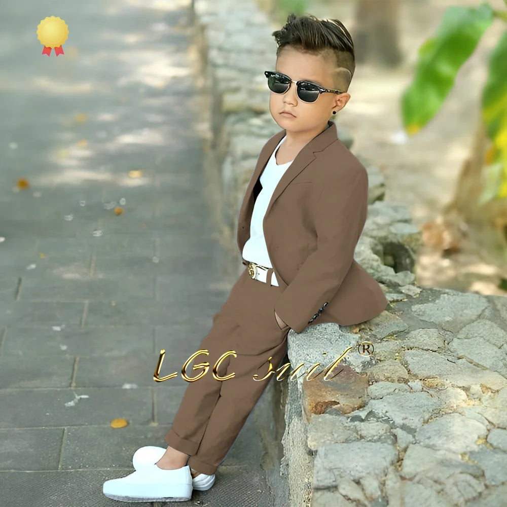 Baby Kids linen casual suit 2-piece set (jacket and trousers) 2~16 years