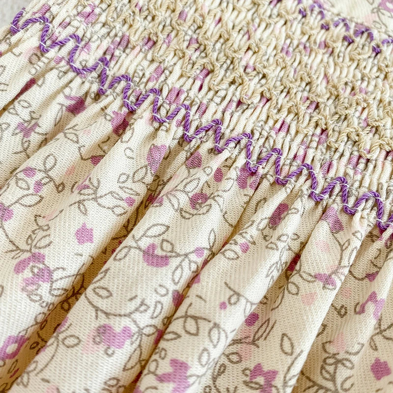 Korean Style Summer Girls Floral Jumpsuit+Hair Band 2pcs